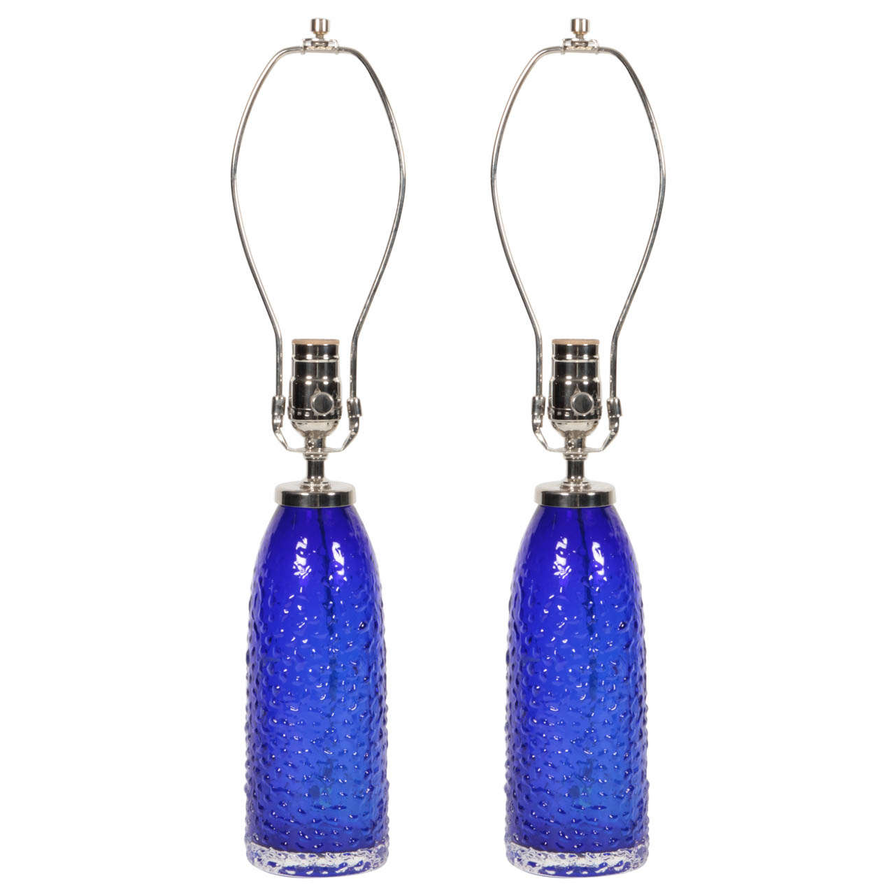 Orrefors Cobalt Blue Glass Lamps  For Sale