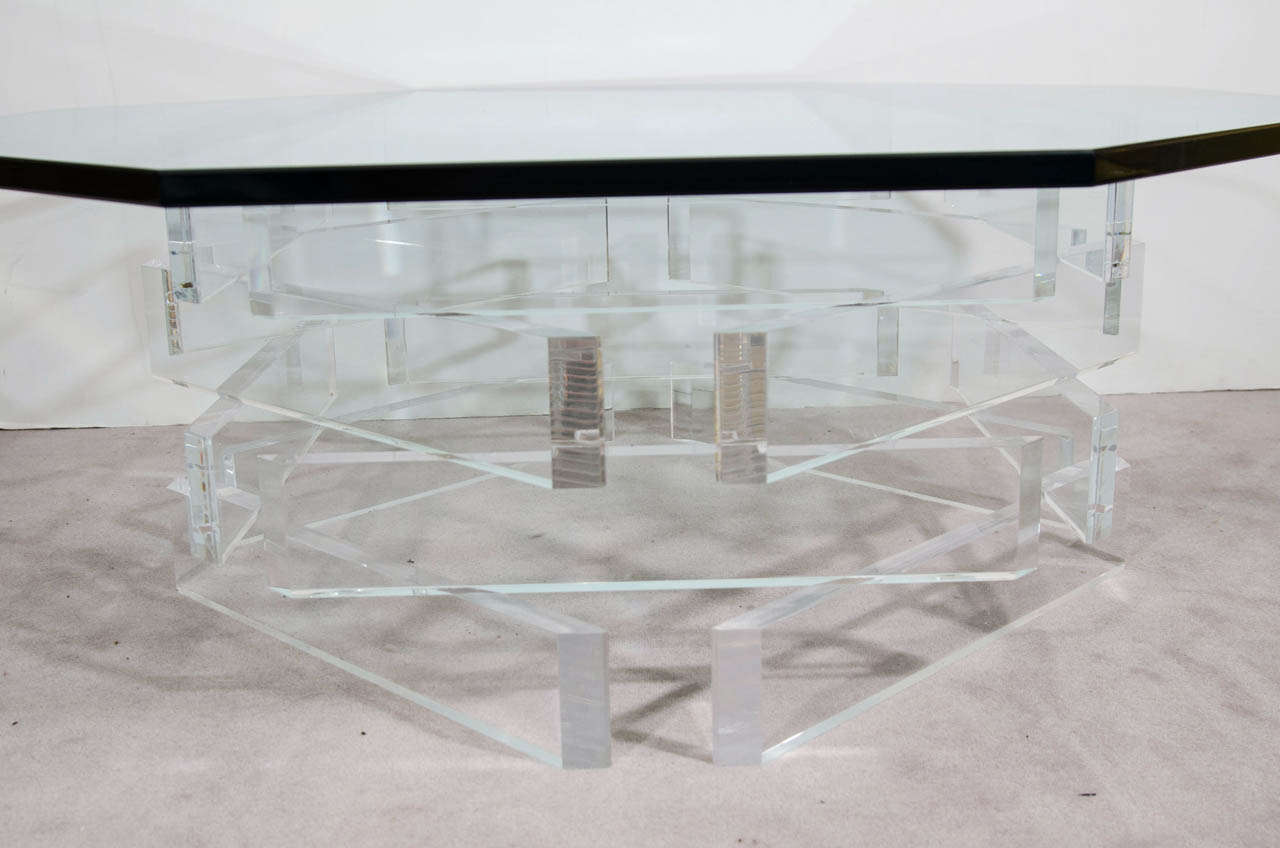 glass and lucite coffee table