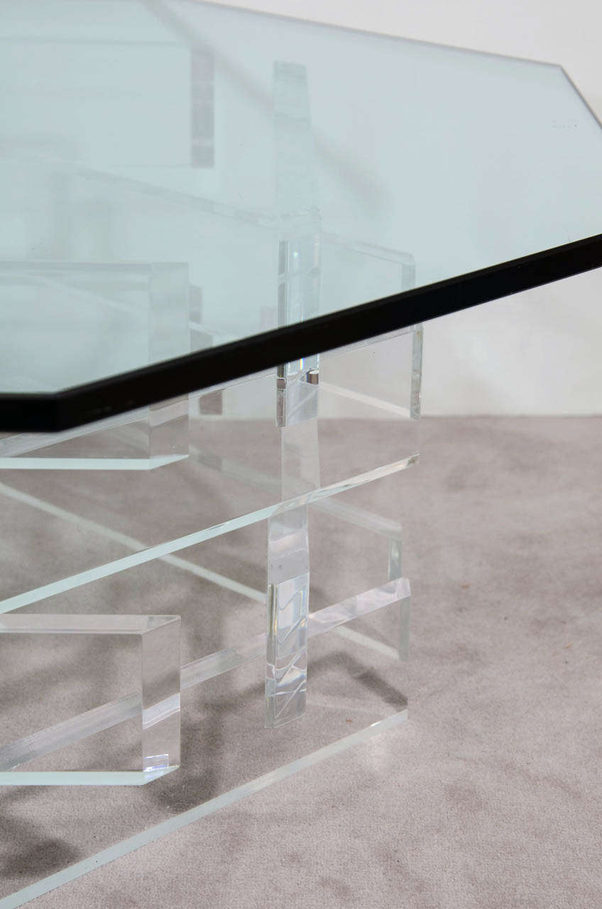 American A Mid Century Glass and Lucite Coffee or Cocktail Table