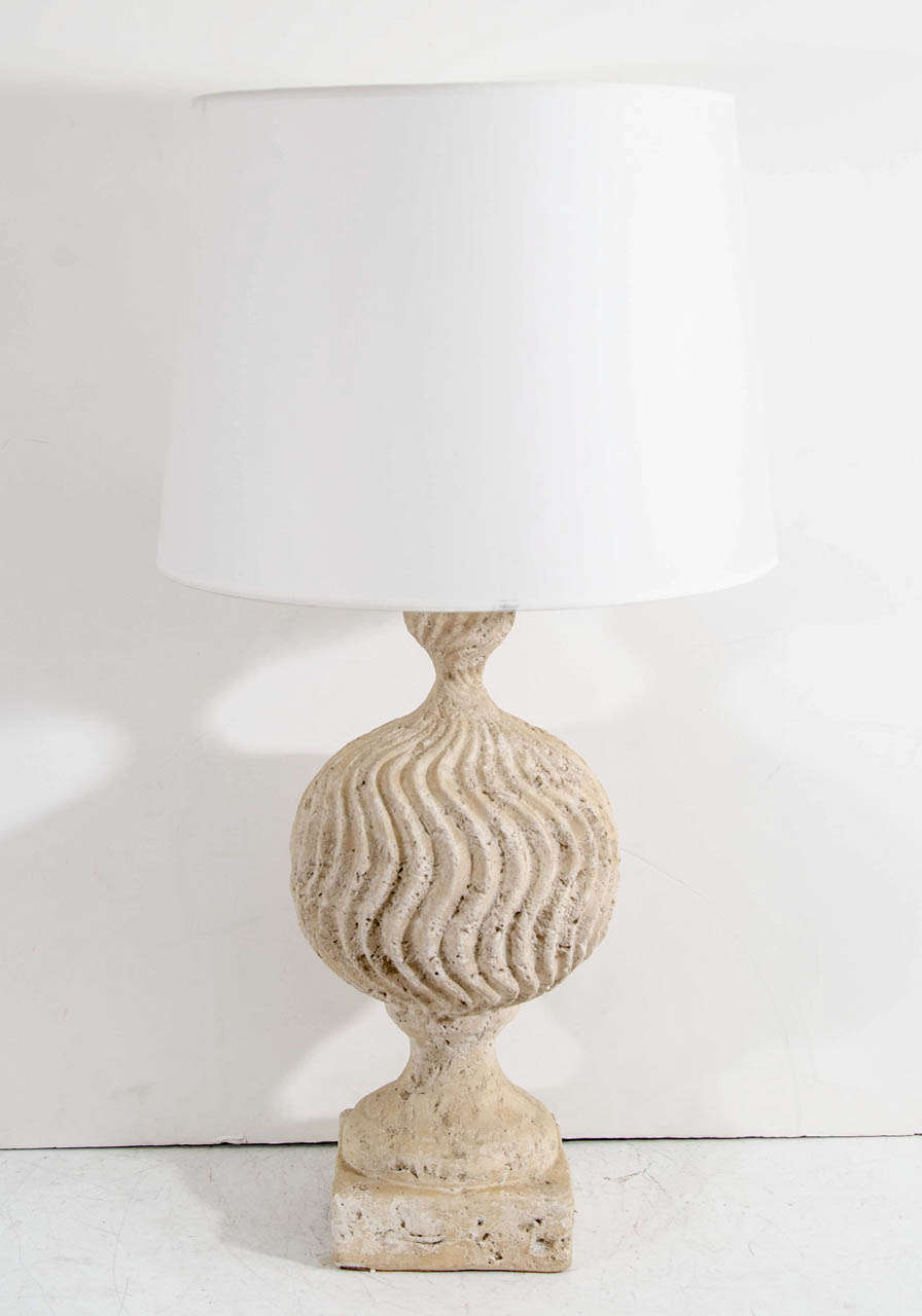 A vintage pair of baluster form Faux concrete table lamps in the style of Michael Taylor