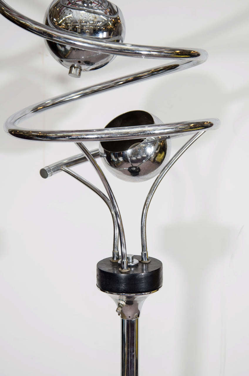 20th Century Mid-Century Italian Chrome Spiral Floor Lamp For Sale