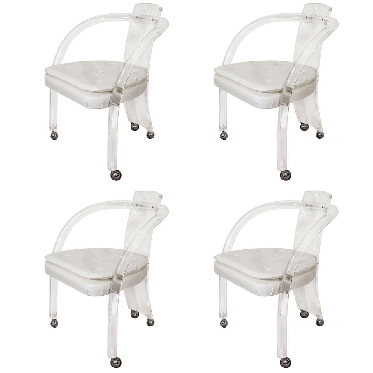 Mid Century Set of Four Lucite Armchairs by Hill Manufacturing