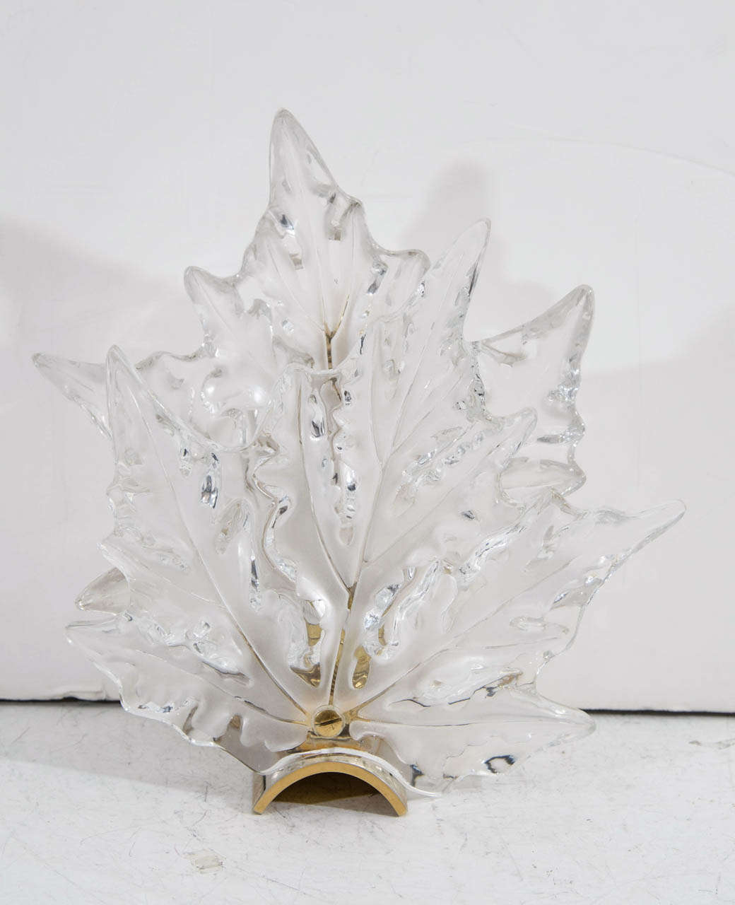 A vintage Rene Lalique crystal and brass Champs-Elysees table lamp
