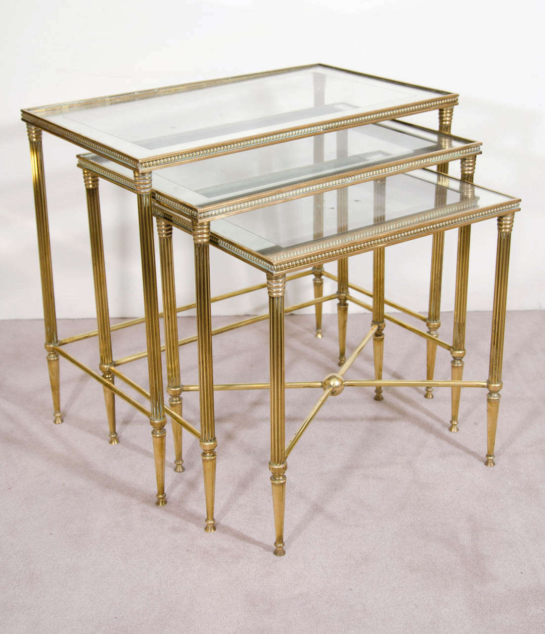 Elegant Pair of Italian Mirrored Nesting Tables