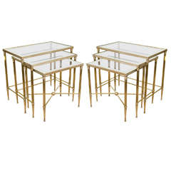  Elegant Pair of Italian Mirrored Nesting Tables