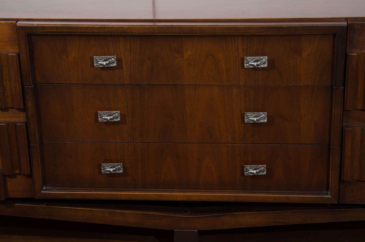 Mid-Century Modern A Midcentury Brutalist Dresser and Mirror in the Style of Paul Evans