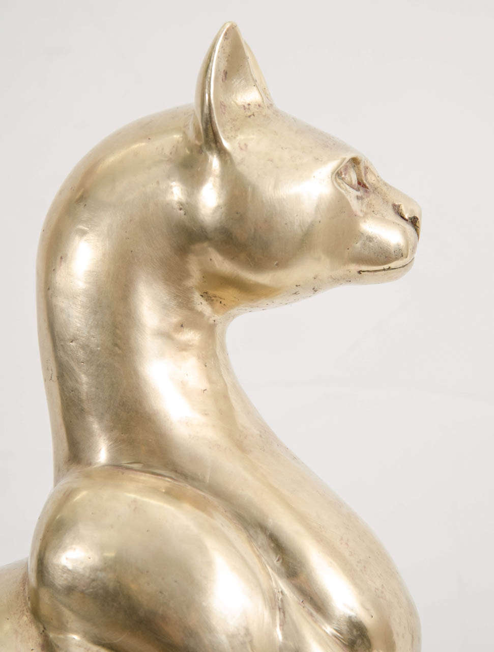 A Mid Century Doré Bronze Cat Sculpture 2