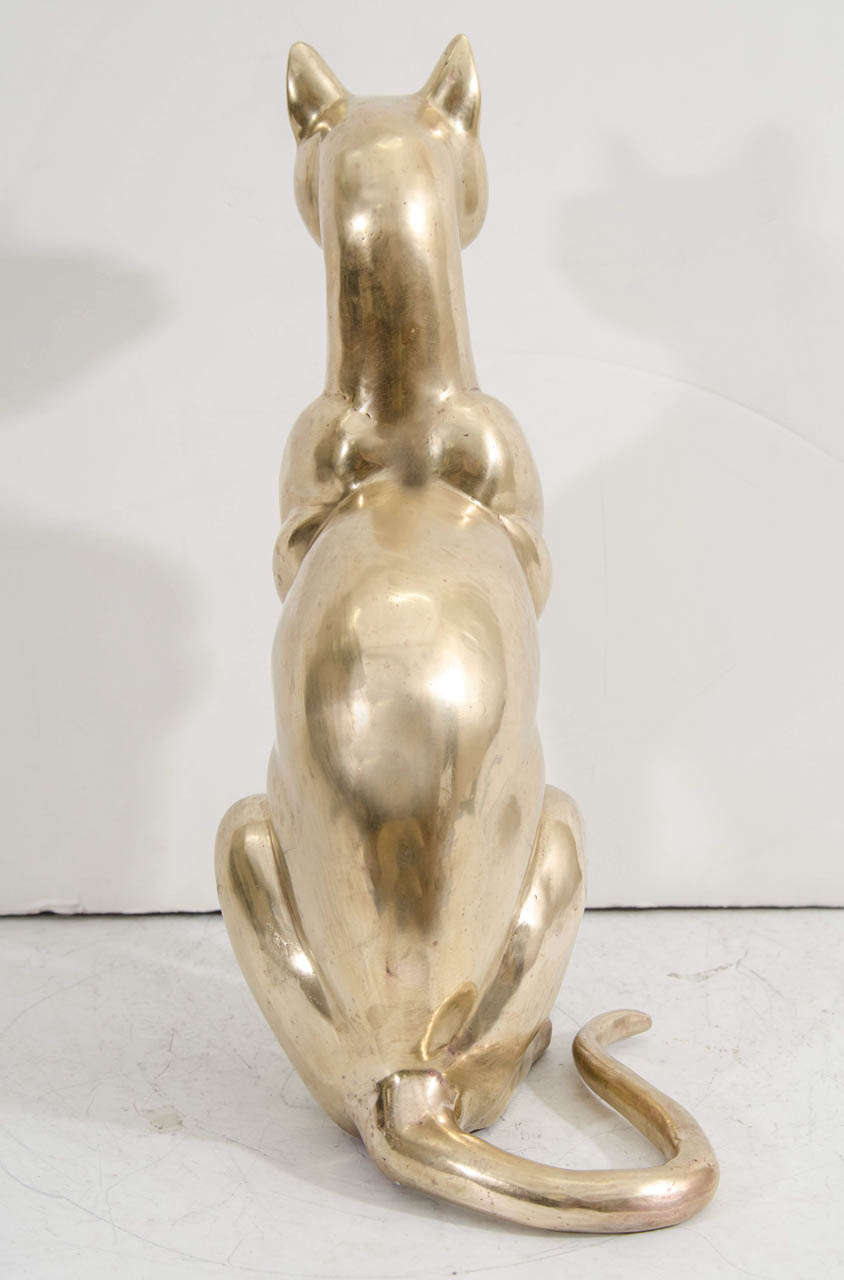 A Mid Century Doré Bronze Cat Sculpture 3