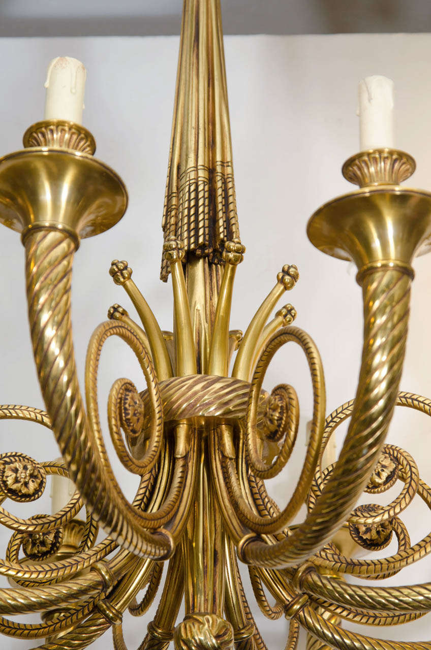 20th Century Neoclassical Style Eight-Light Bronze Chandelier