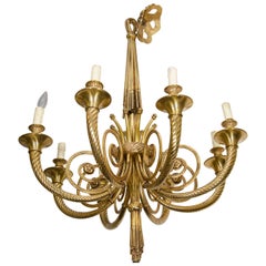 Neoclassical Style Eight-Light Bronze Chandelier
