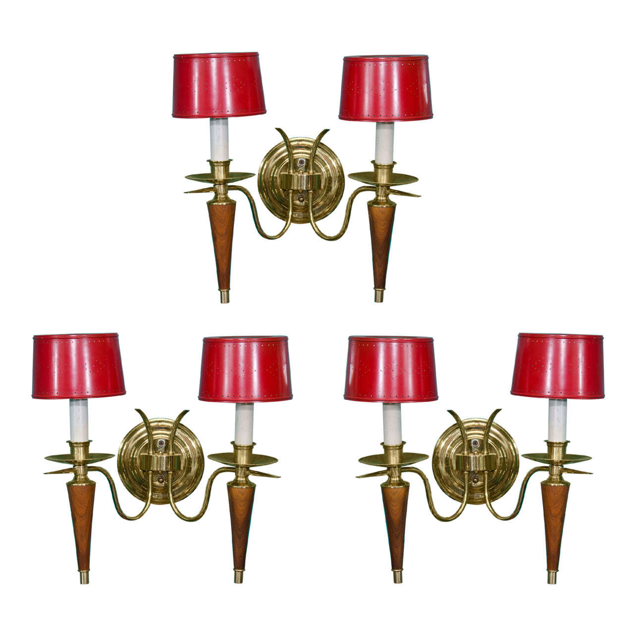 Mid Century Set of Three Wall Sconces