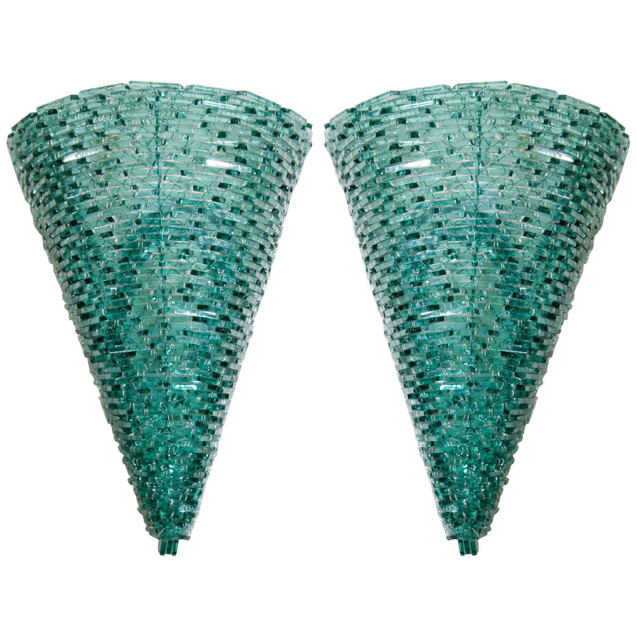 A Mid Century Pair of Glass and Metal Wall Sconces by Tony Duquette