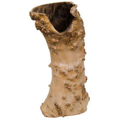 A Meiji Period Ikebana Bleached Willow Wood Flower Vase