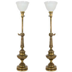 A Mid Century Pair of Torchiere Table Lamps by Stiffel