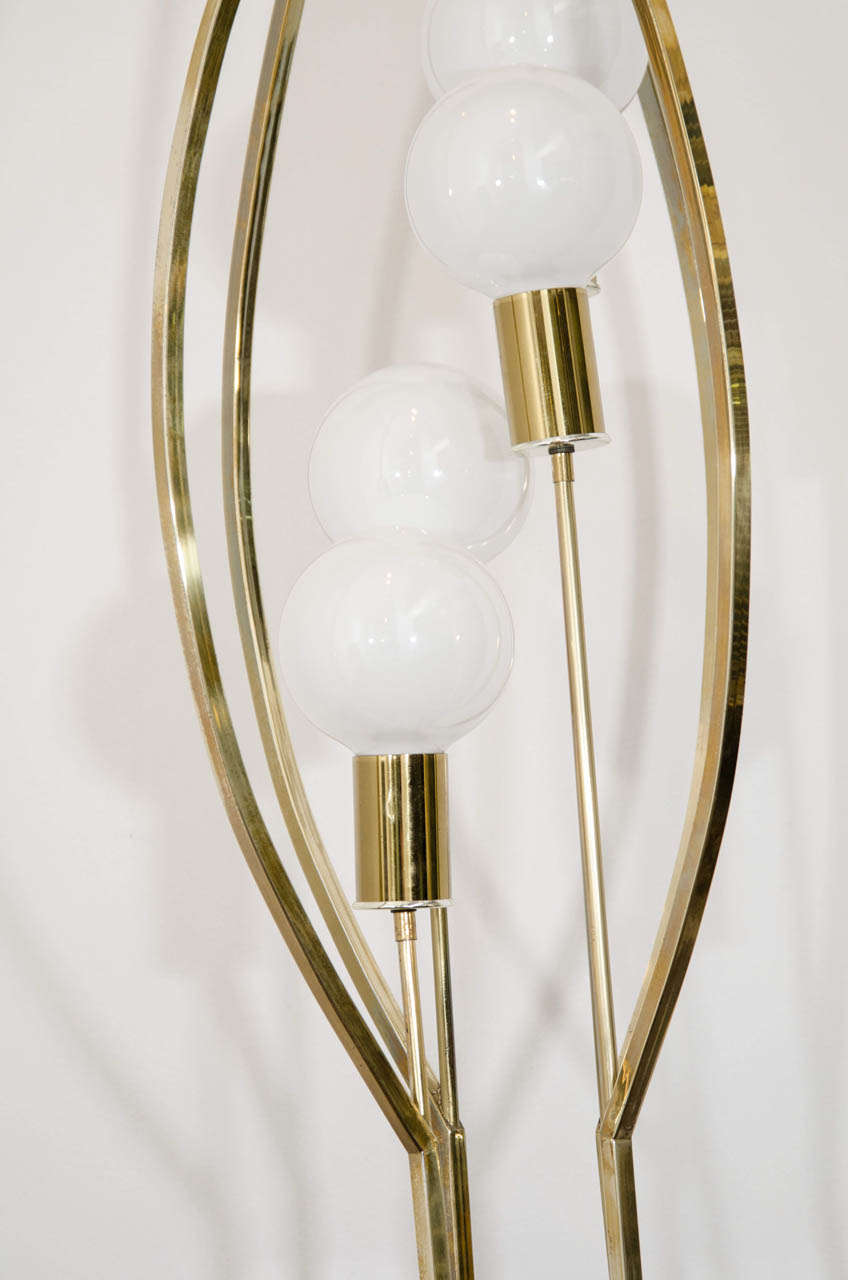 Mid-Century Modern A Mid Century Tall Sculptural Four-Light Brass Floor Lamp