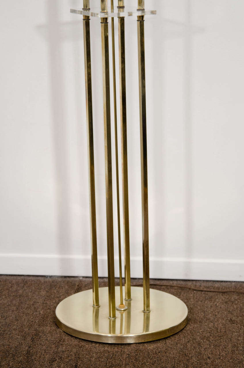 A Mid Century Tall Sculptural Four-Light Brass Floor Lamp In Good Condition In New York, NY
