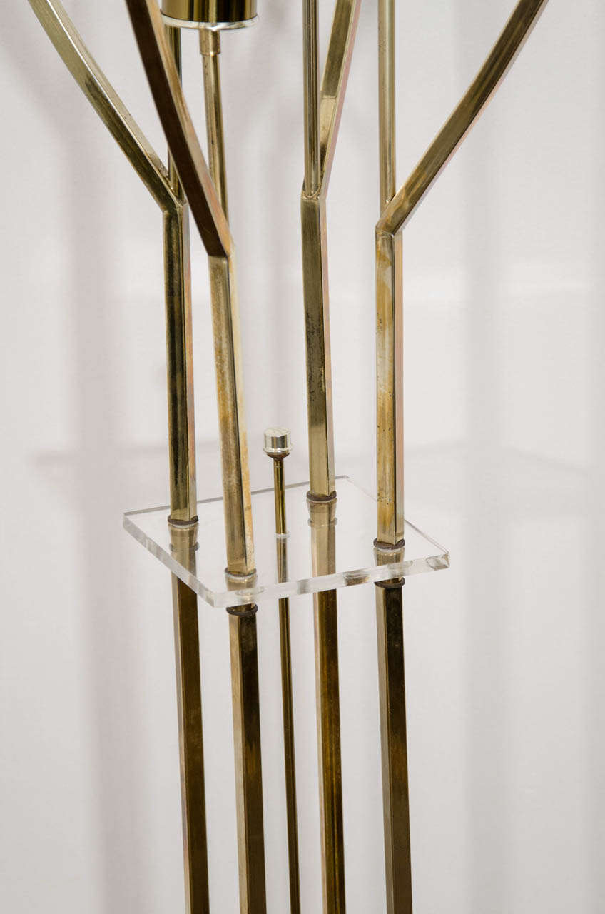 20th Century A Mid Century Tall Sculptural Four-Light Brass Floor Lamp