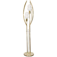 A Mid Century Tall Sculptural Four-Light Brass Floor Lamp