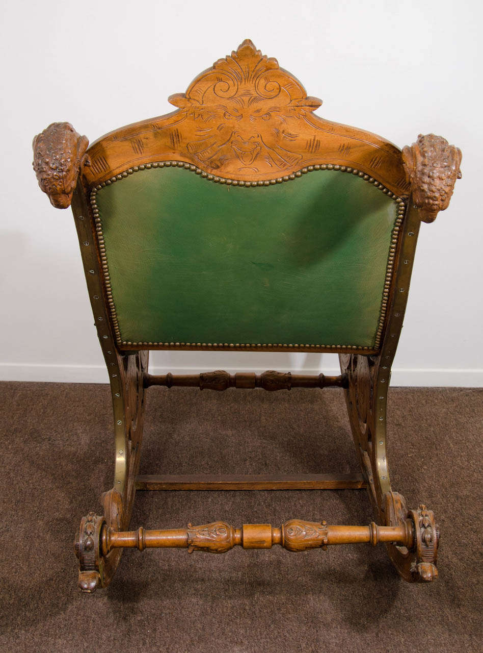 A 19th Century Carved Italian Rocking Chair w/Griffins & Rams Heads 2