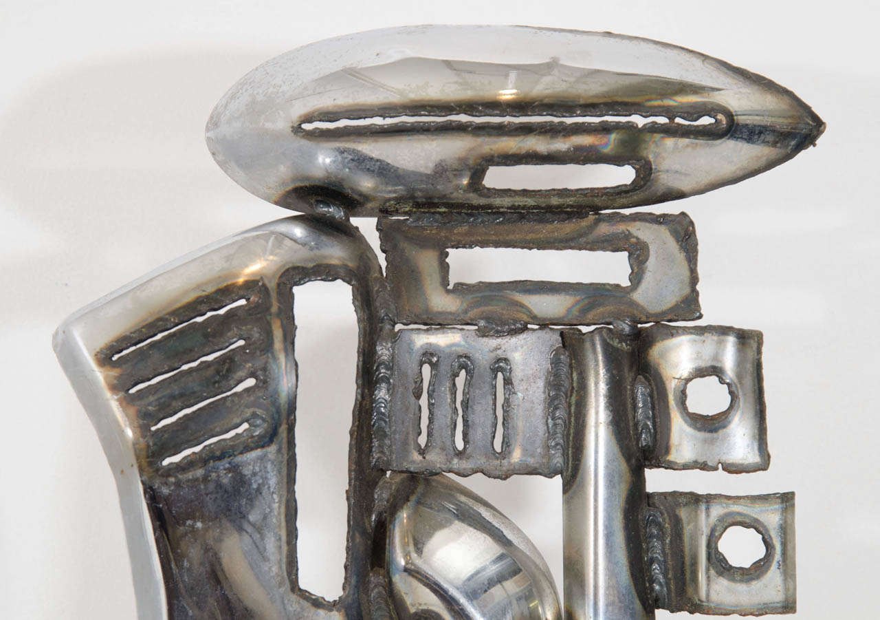 American A Mid Century Signed Chrome Car Bumper Sculpture