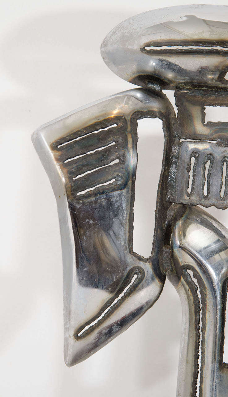 20th Century A Mid Century Signed Chrome Car Bumper Sculpture