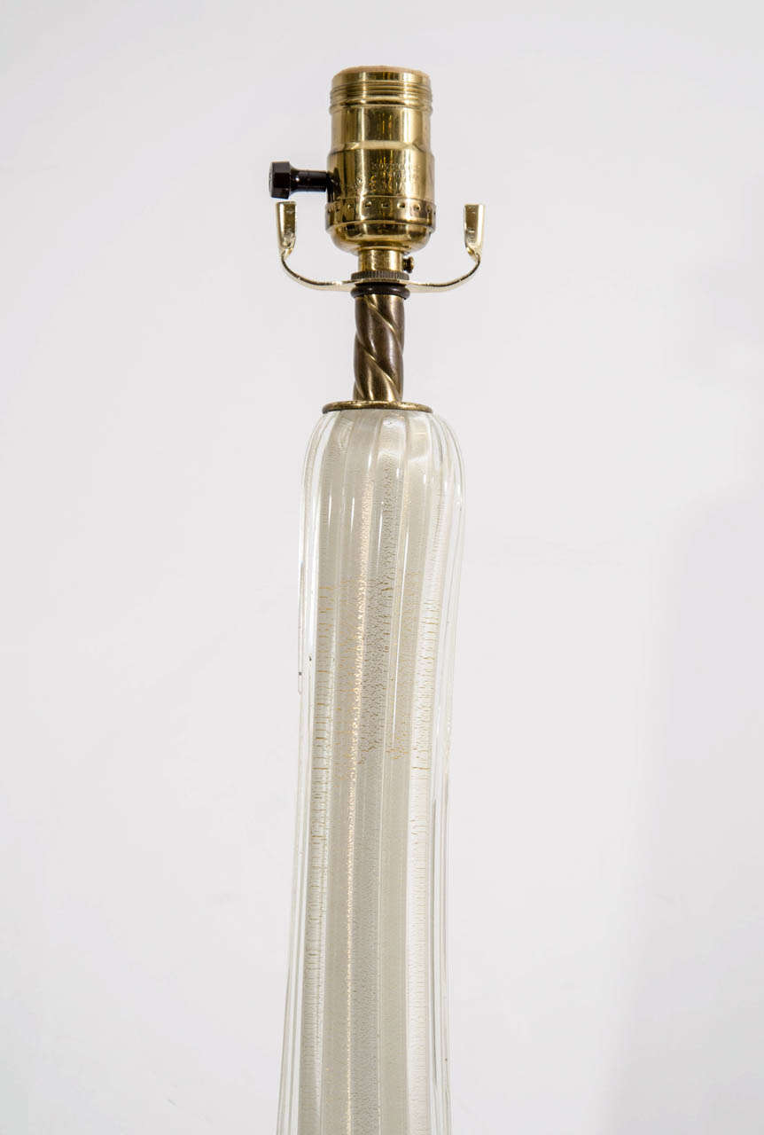 Italian A Midcentury Pair of Barovier & Toso Murano Glass Lamps
