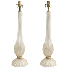 A Midcentury Pair of Barovier & Toso Murano Glass Lamps
