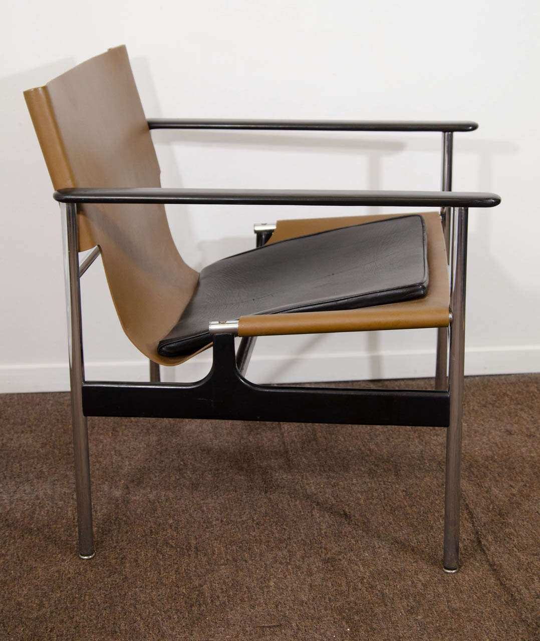 American A Mid Century Pair of Charles Pollock for Knoll Sling Armchairs