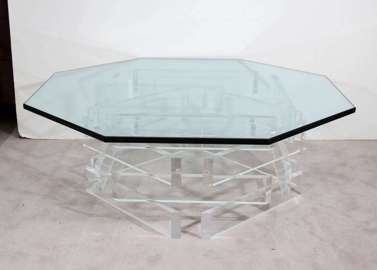A Mid Century Glass and Lucite Coffee or Cocktail Table at 1stDibs