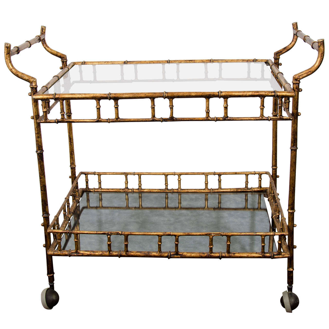 A Mid Century Faux Bamboo Bar Cart in the Style of Maison Bagues at 1stDibs