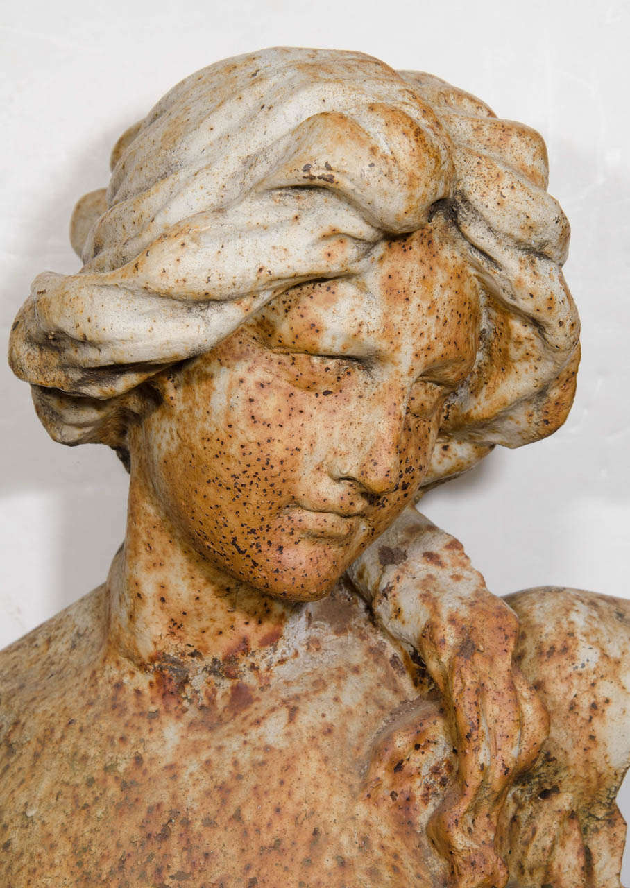 Art Nouveau Cast Iron Garden Sculpture of a Woman at 1stDibs cast