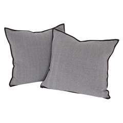 Pair of Herringbone Cotton/Cashmere Blend Pillows
