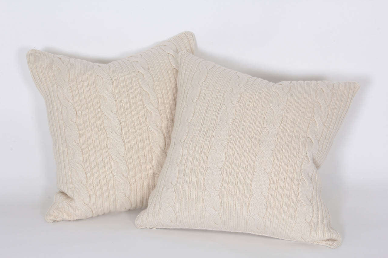 Ivory Cashmere Cable Knit Pillow