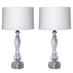 Pair of American Art Glass Table Lamps