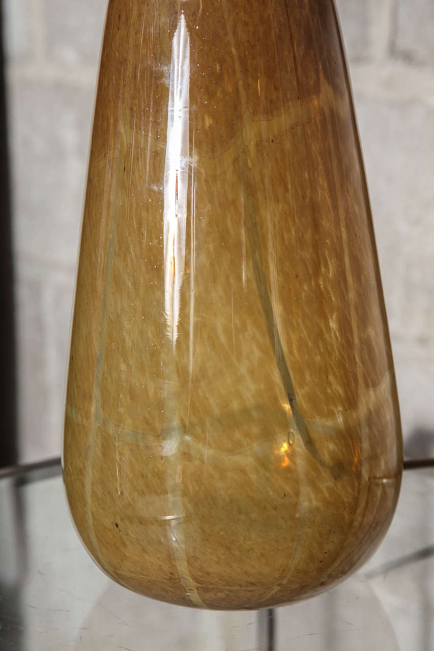 Pair of Coffee-Colored, Murano Glass Table Lamps 1