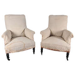 French Pair of Square Back Napoleon Chairs