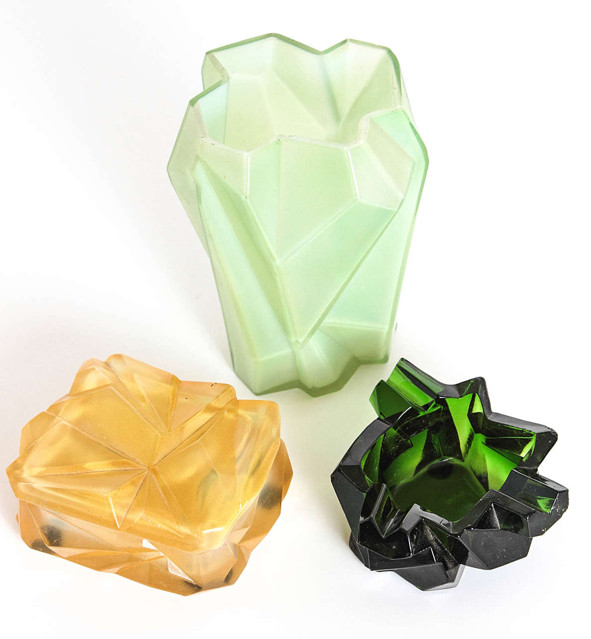 Trio Consolidated Ruba Rombic Cubist Glass Examples by Ruben Haley 1