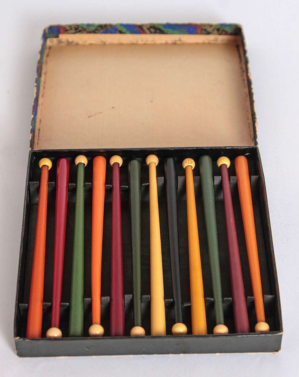 Original Art Deco Machine Age Catalin Cocktail Muddlers in Original Box 1
