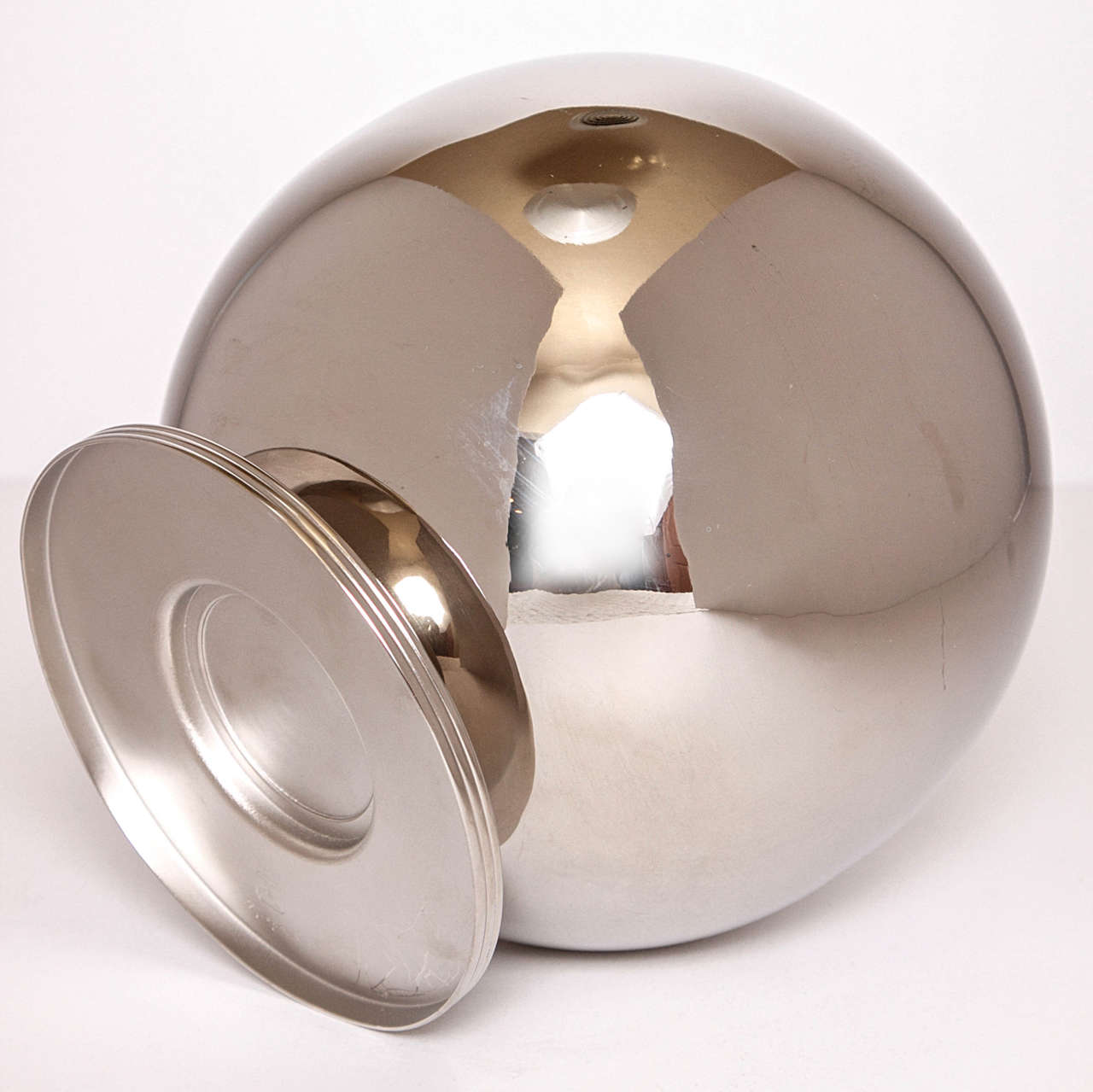 Mid-20th Century Signed Lurelle Guild for International Silver Art Deco Orb Vase For Sale