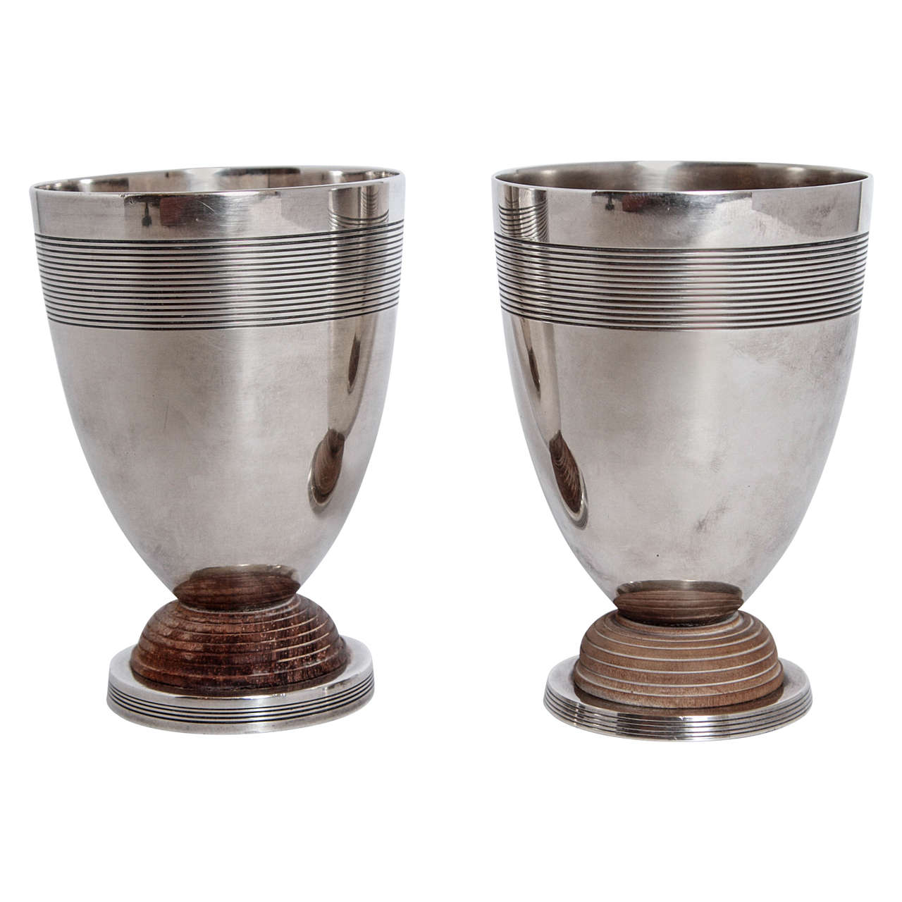 Art Deco Machine Age Christofle Silver Plate Pair Vase Cocktail Cup Goblet
