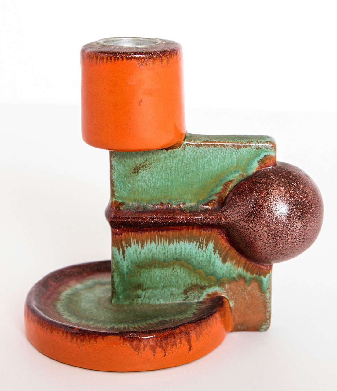 Extreme Constructivist Austrian Keramos Candlestick Holder by W K K In Good Condition For Sale In Dallas, TX