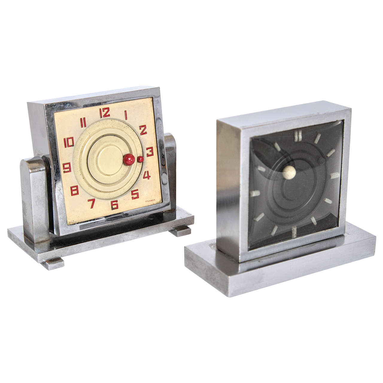 French Art Deco Clock Moon and Sun Manual Wind Eight-Day, Six Jewels Black Only For Sale