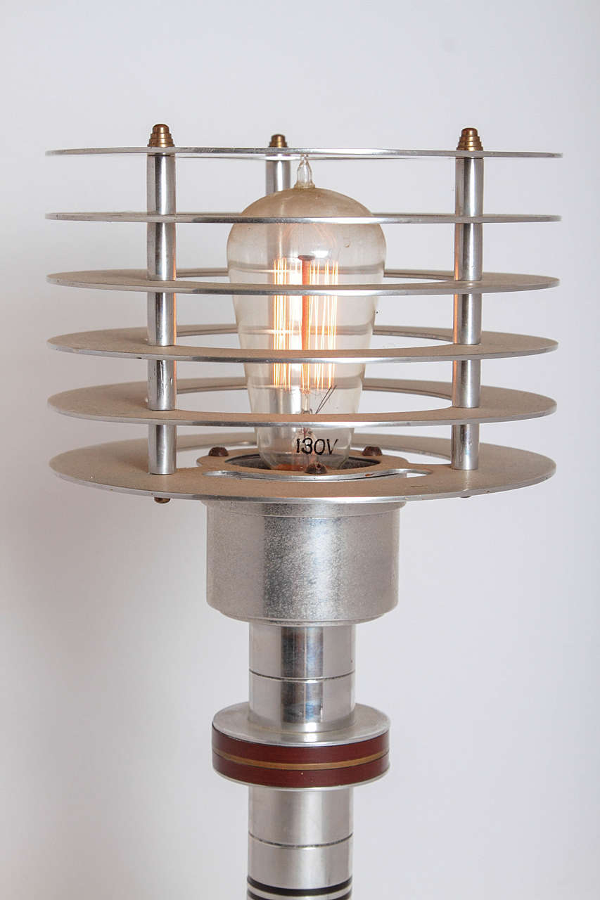 American Original Pattyn Products Machine Age Aluminum, Bakelite and Brass Table Lamp