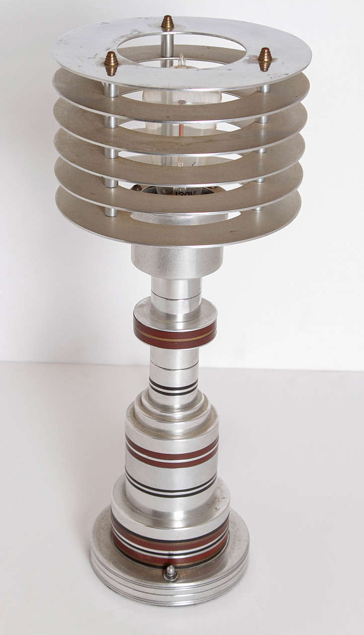 20th Century Original Pattyn Products Machine Age Aluminum, Bakelite and Brass Table Lamp