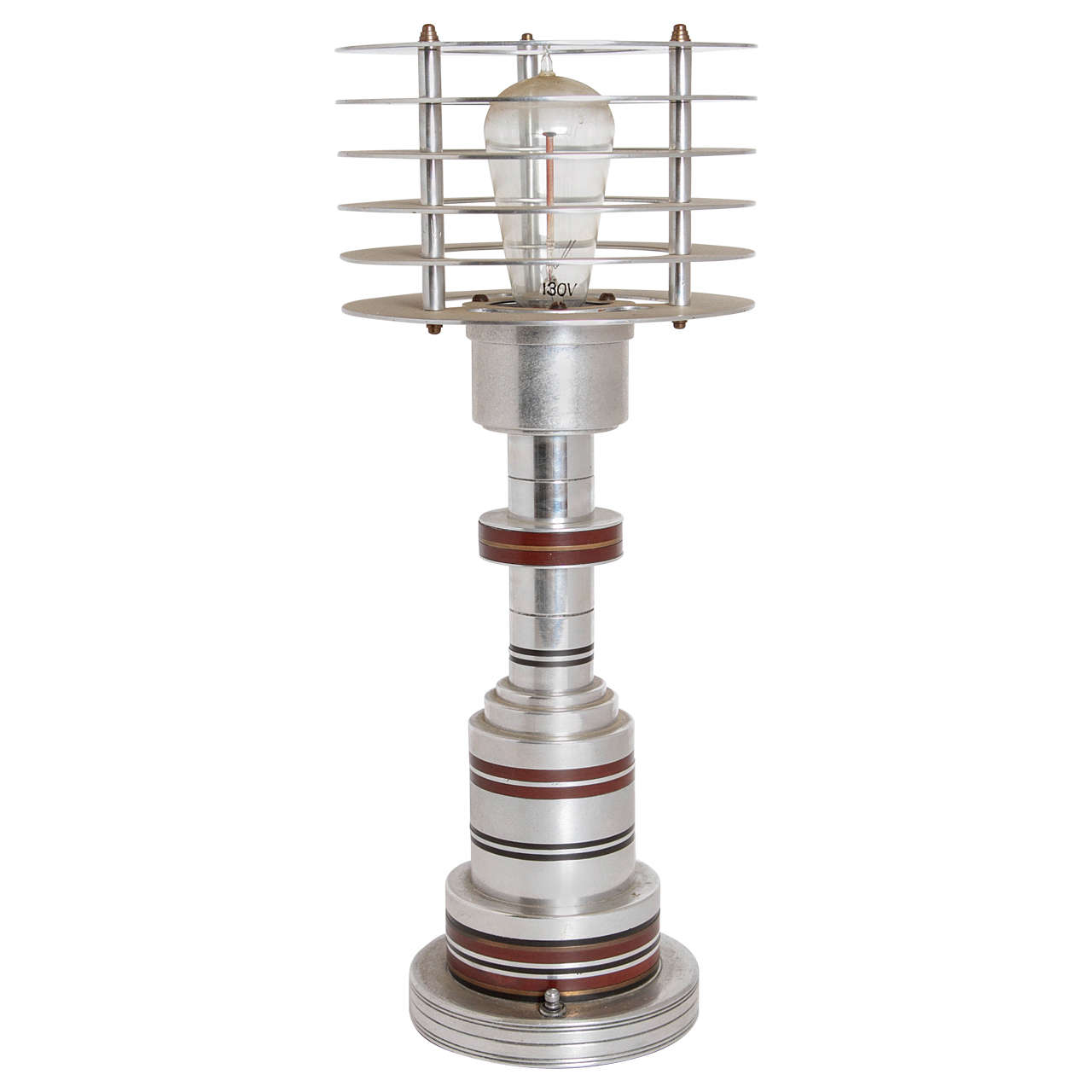 Original Pattyn Products Machine Age Aluminum, Bakelite and Brass Table Lamp