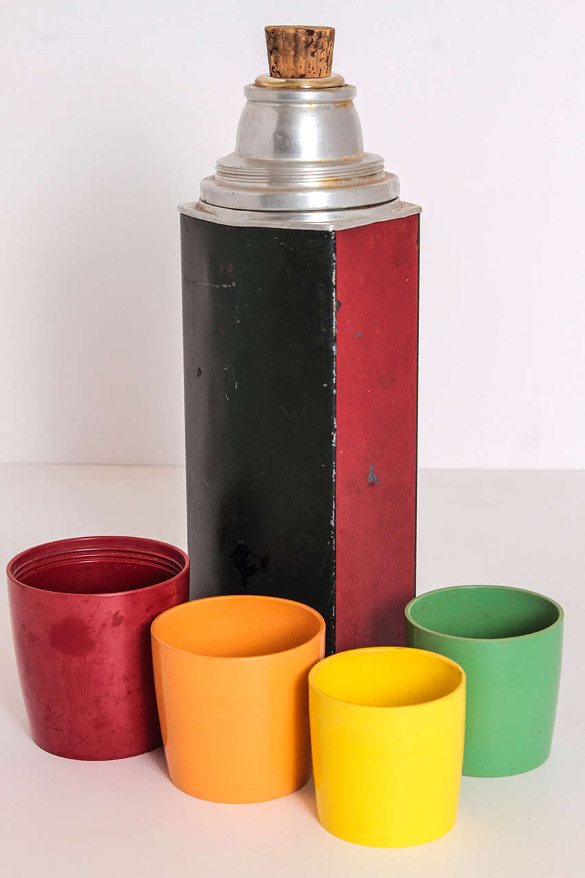 Rare Patented Machine Age Thermos Design by Henry Dreyfuss In Fair Condition For Sale In Dallas, TX