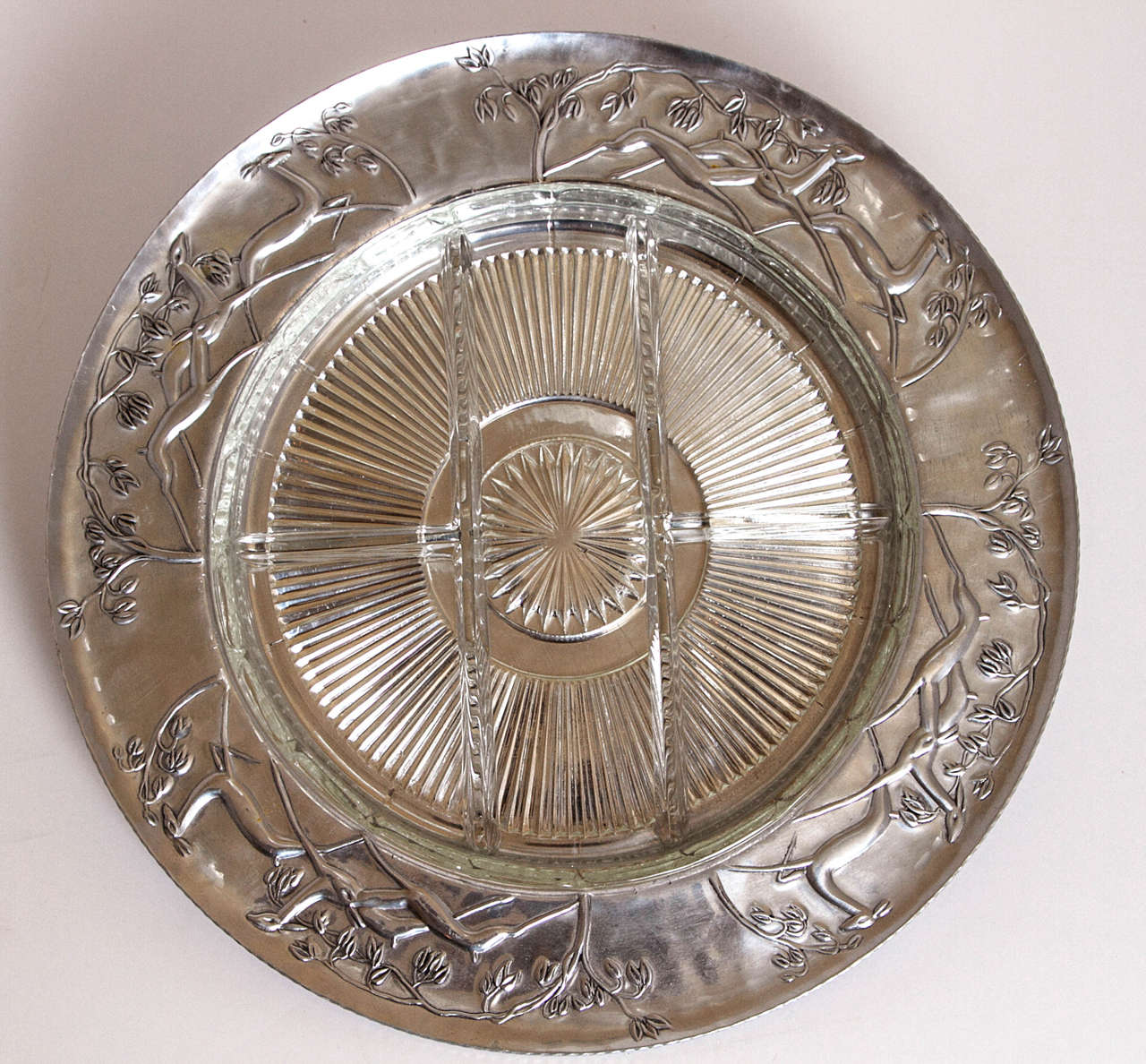 Large Everlast Forged Aluminum Art Deco Serving Plate For Sale 5