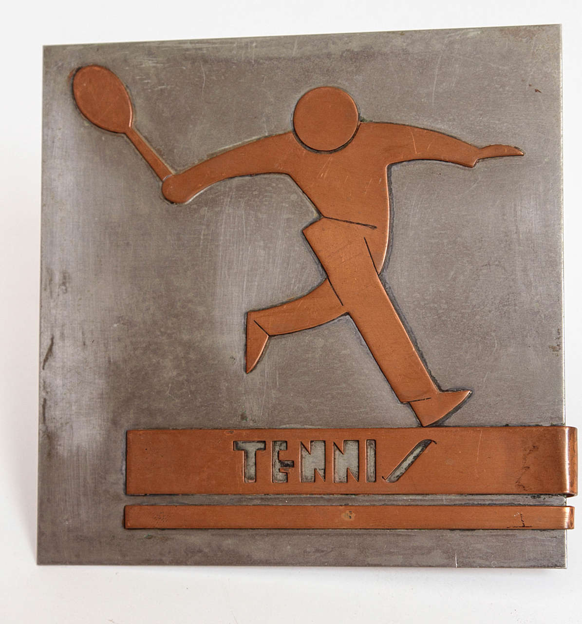 Original set of six amazing machine age Art Deco plaques for the Federal Art Project at the Madison Public Schools. An official documented 1937 WPA project in Madison, Wisconsin.
All stamped with this information, within a very cool logo (as