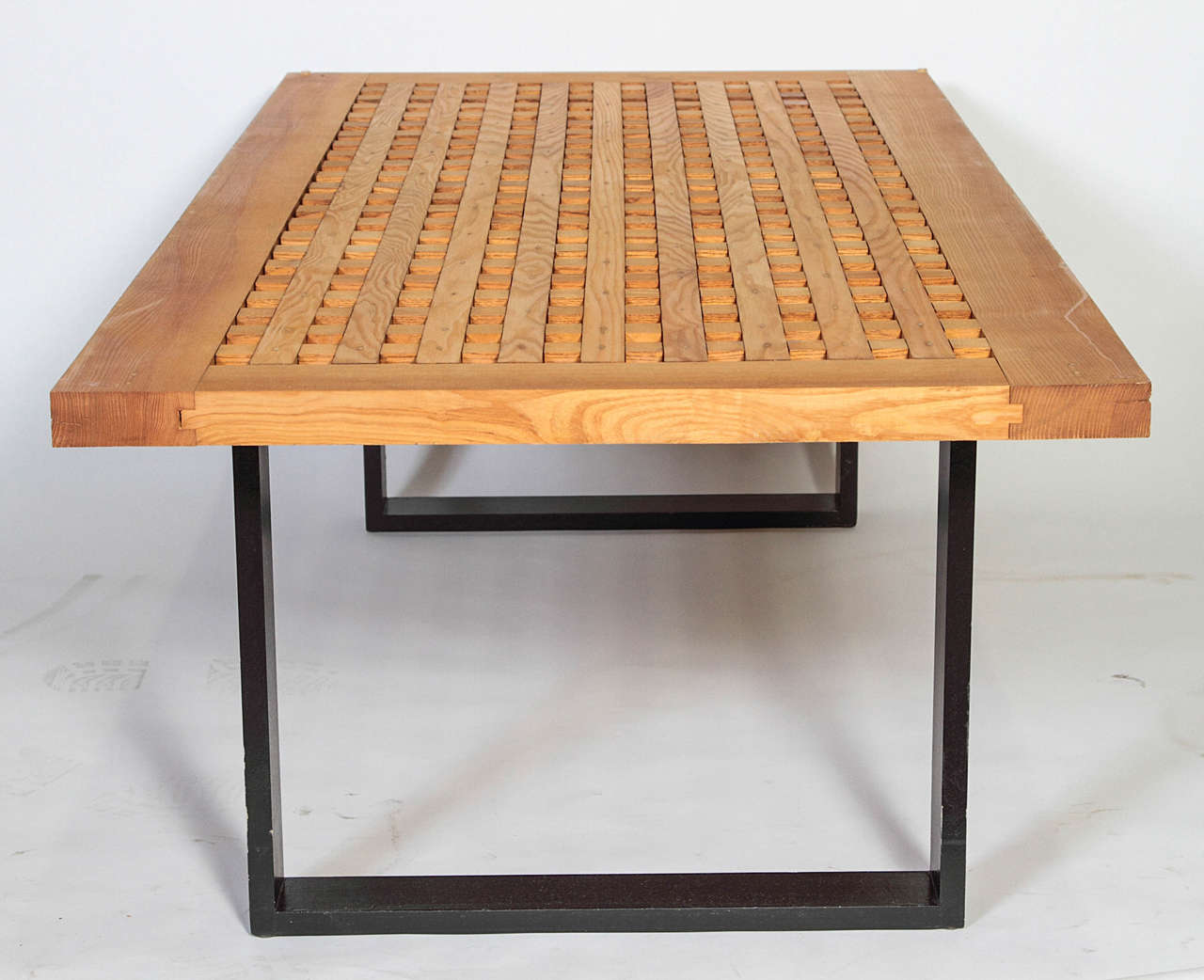 American Mid-Century Style Bench or Coffee Table with Ebonized Legs and Solid Teak Top For Sale