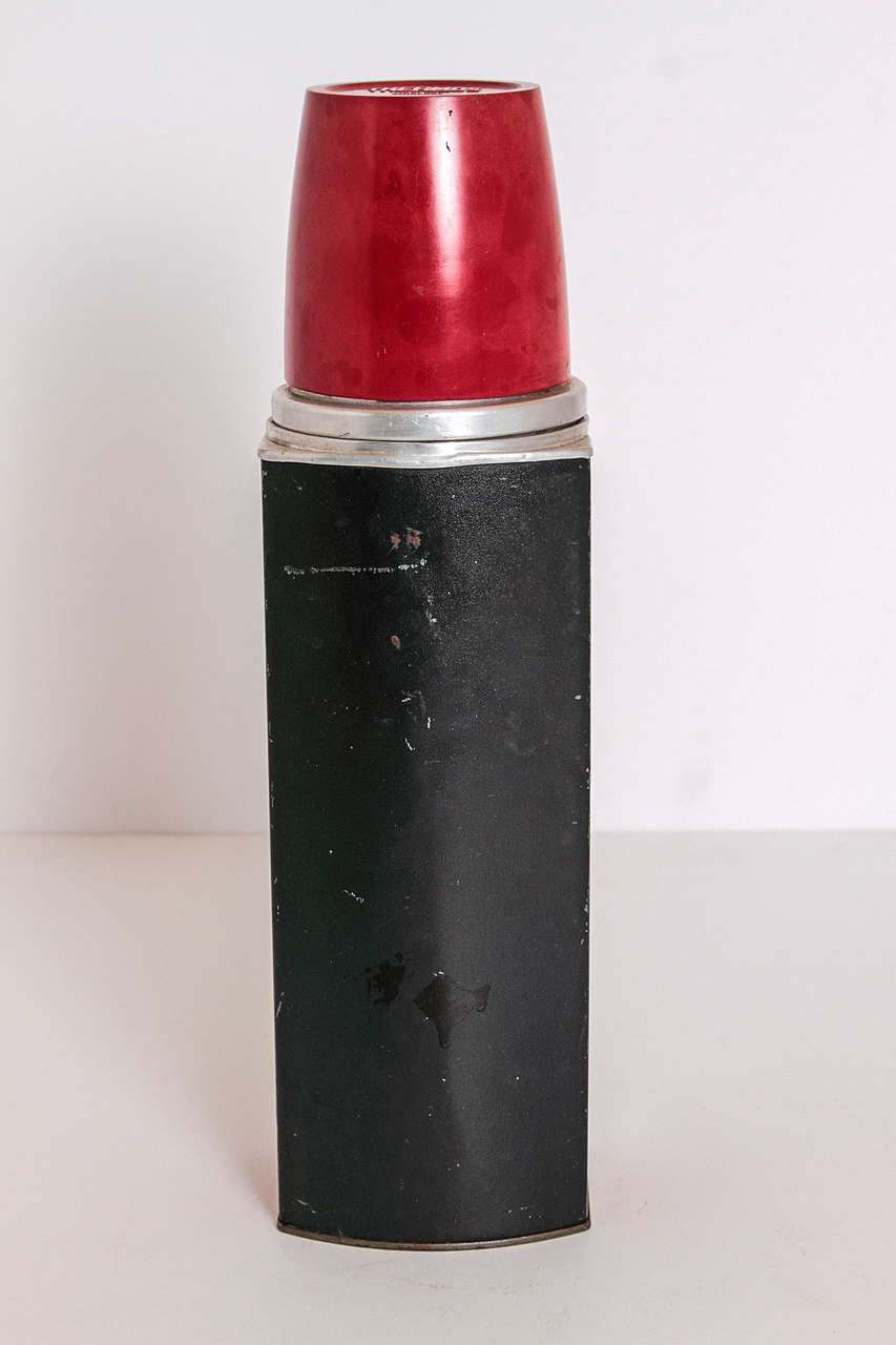 Thermos Vintage Henry Dreyfuss Modèle 549 En Aluminium Sarcelle - Design Art Déco Rare
